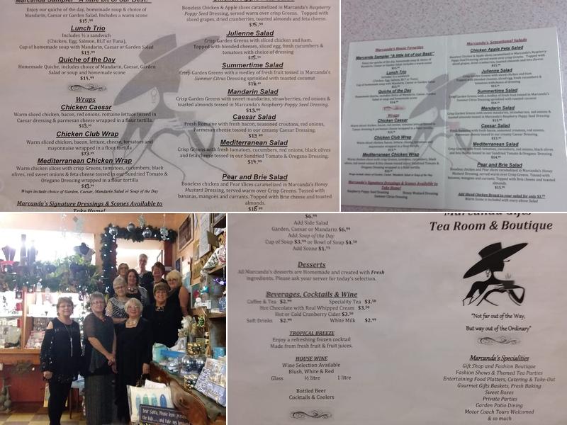 Marcanda Gifts & Tea Room Menu