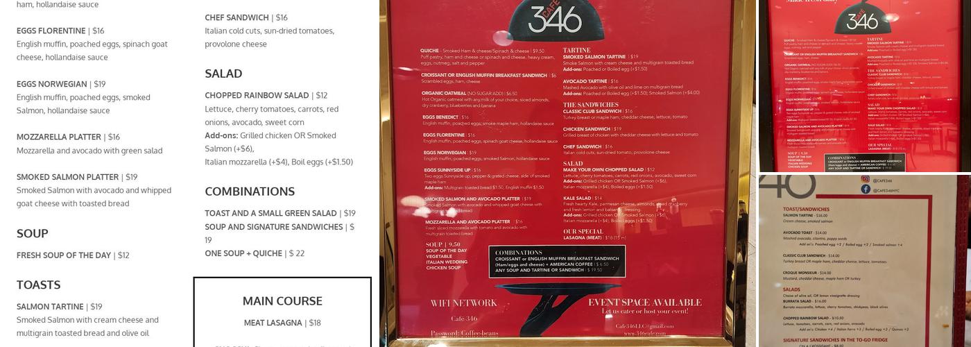 Cafe 346 Menu