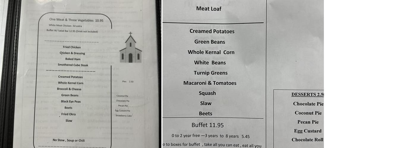 D & R's Family Dining Menu