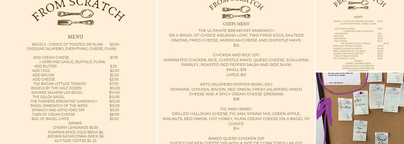 From Scratch Cafe Bistro Menu