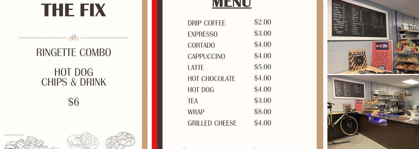 The Fix Coffee Shop at the Velodrome, powered by Velofix Menu