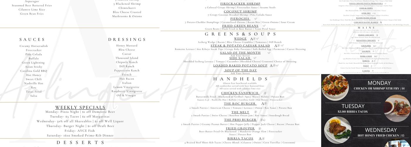 Arlington Public House Menu