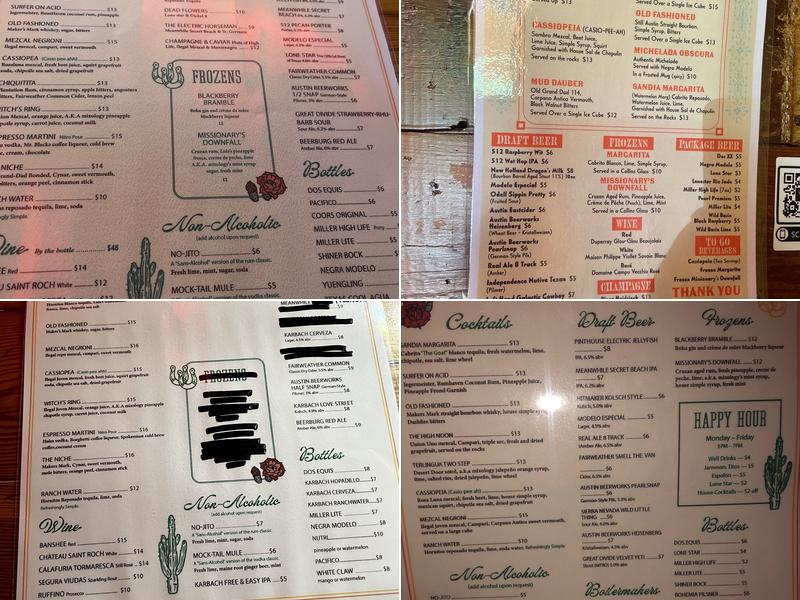 High Noon Menu