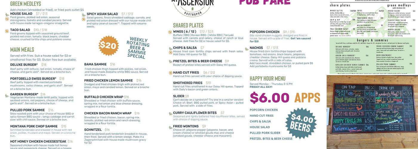 Mt Ascension Brewing Menu