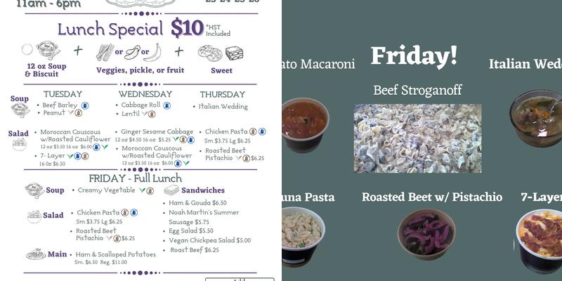 Homestead Soups, Sweets, and Savouries Menu