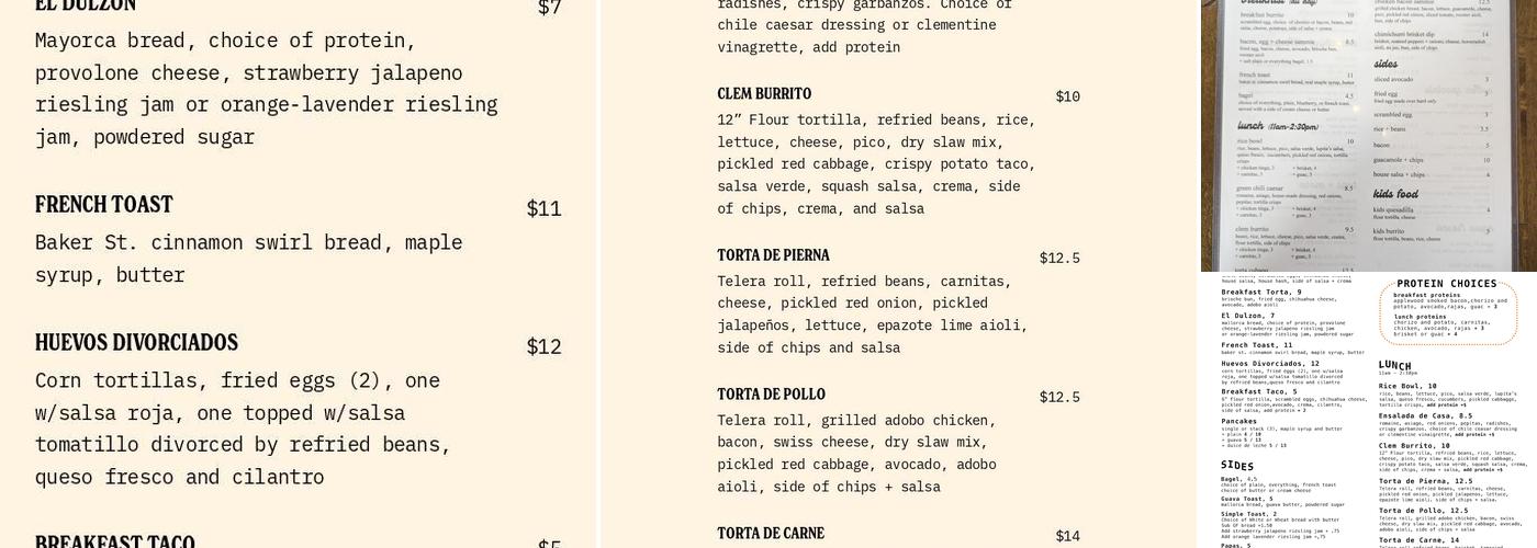 Clementine Menu