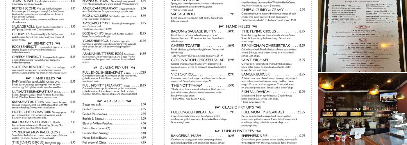 Cheeky Bastards Restaurant Menu