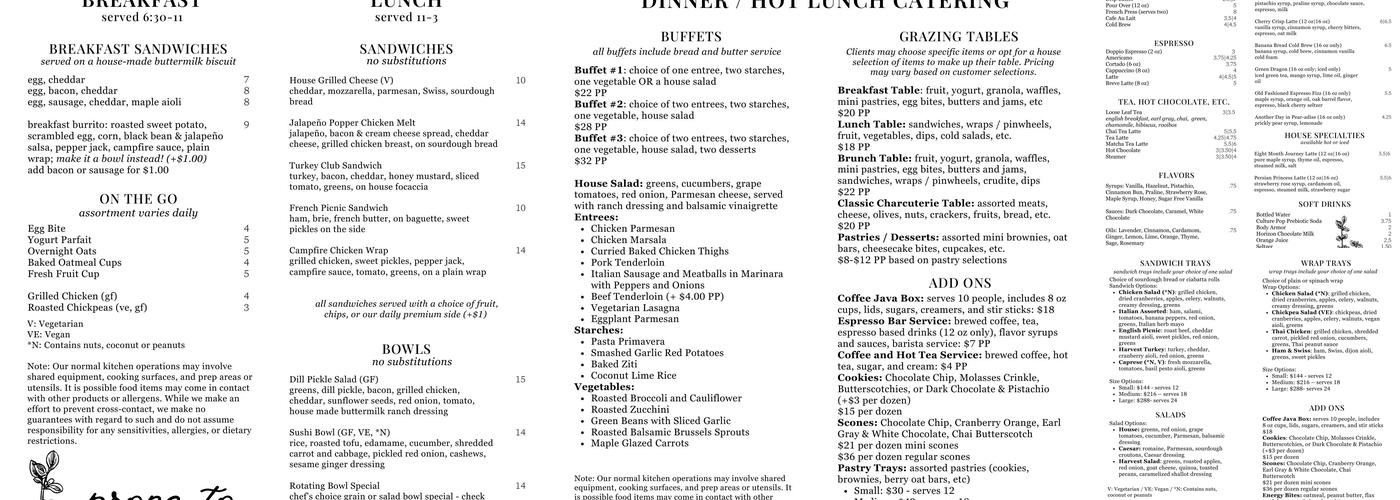 Gypsy Kitchen Menu
