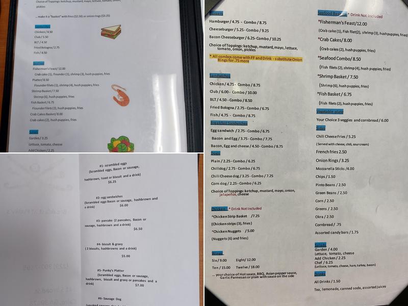 Punky's Menu