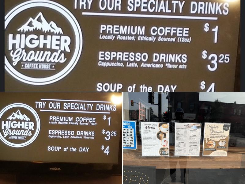Higher Grounds Coffee House Menu