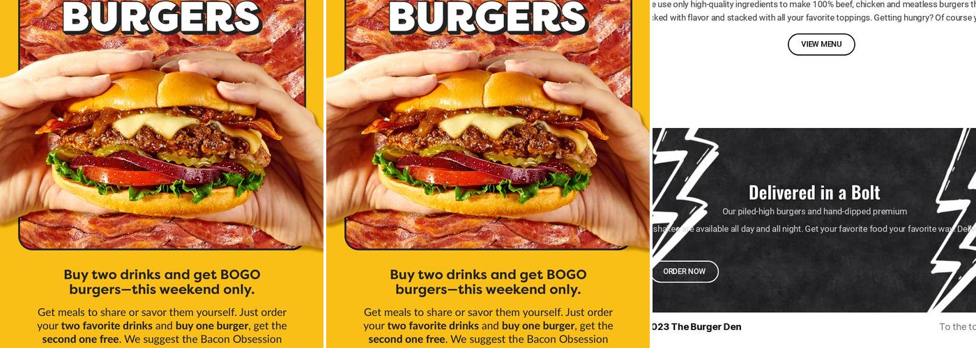 The Burger Den Menu