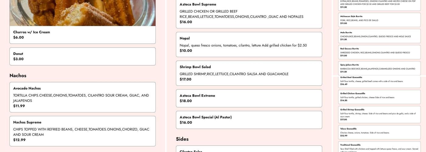 El Avocado Café Menu