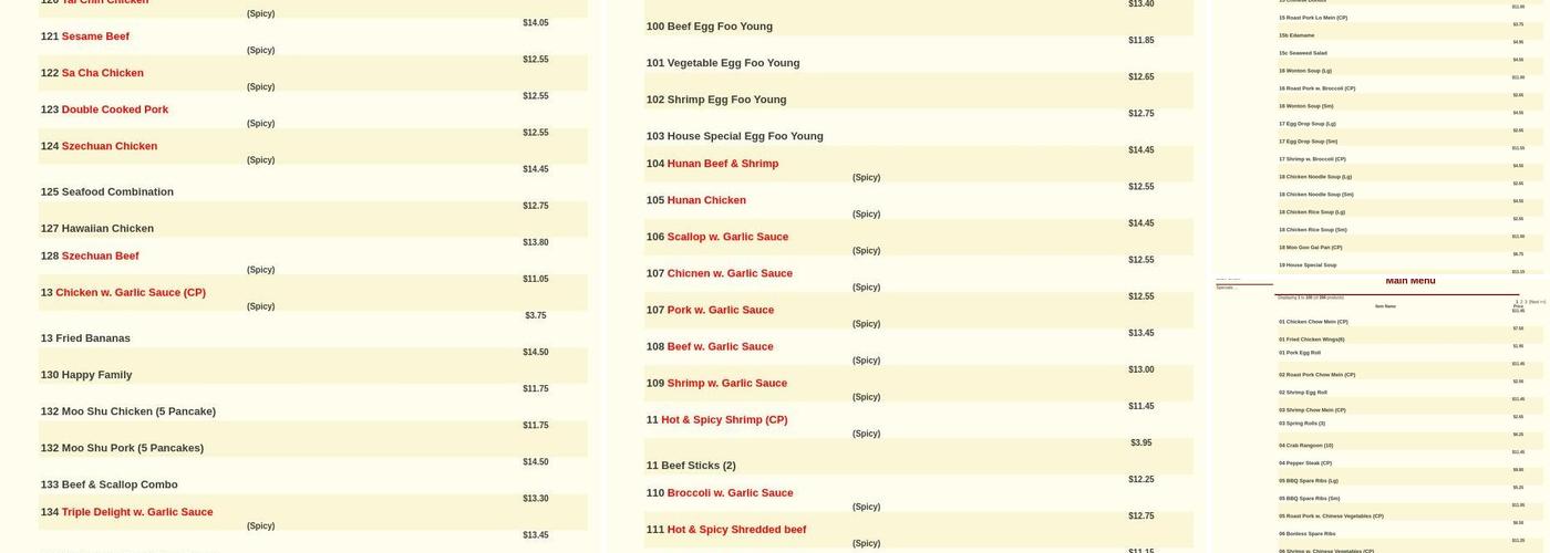 Chinese Kitchen Menu