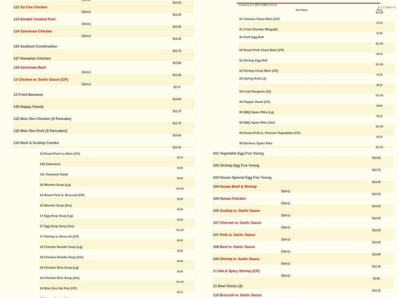 Chinese Kitchen Menu