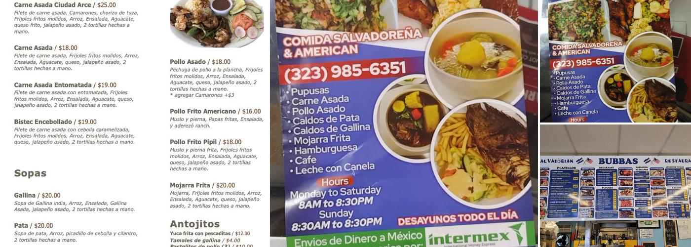 Bubba's Restaurant Menu
