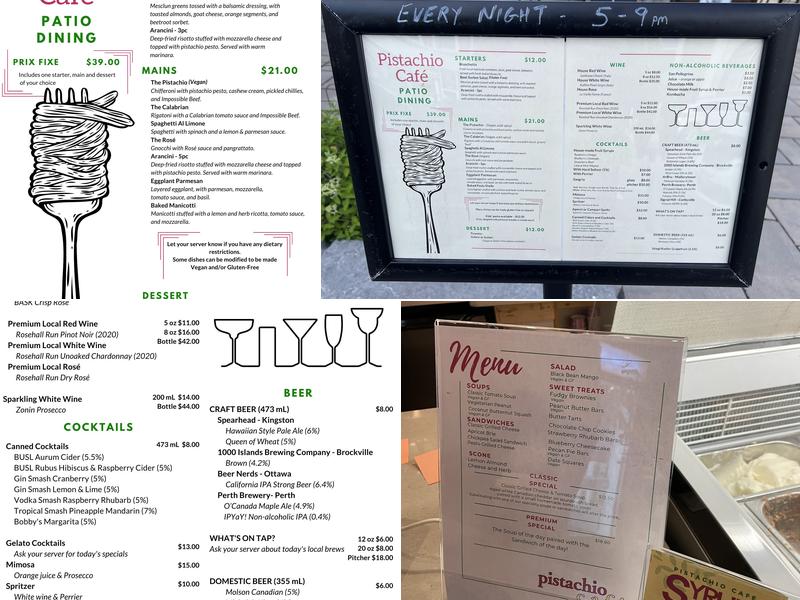 Pistachio Cafe Menu