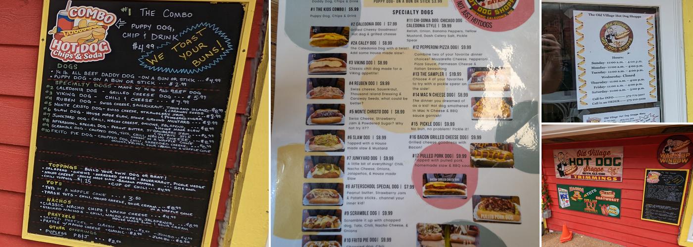 Old Village Hot Dog Shoppe Menu