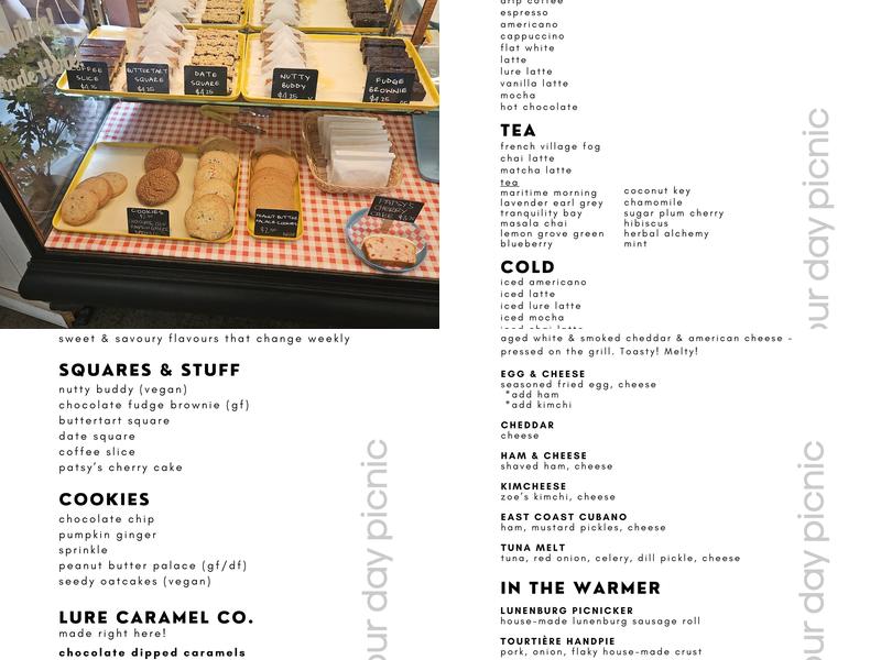 Labour Day Picnic Cafe Menu