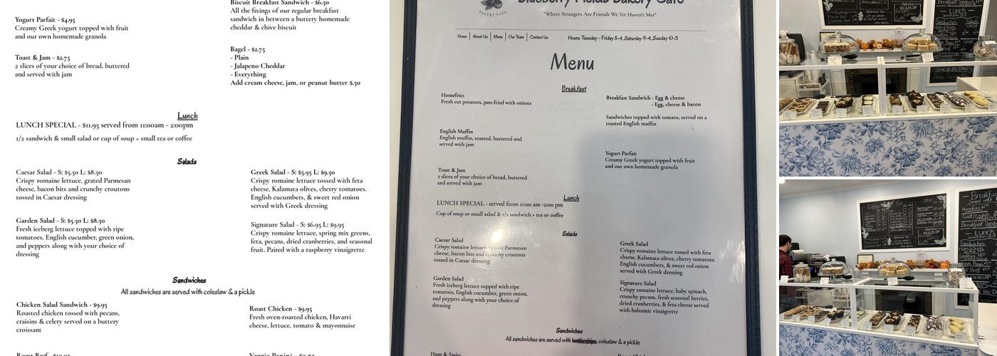 Blueberry Fields Bakery Cafe Menu