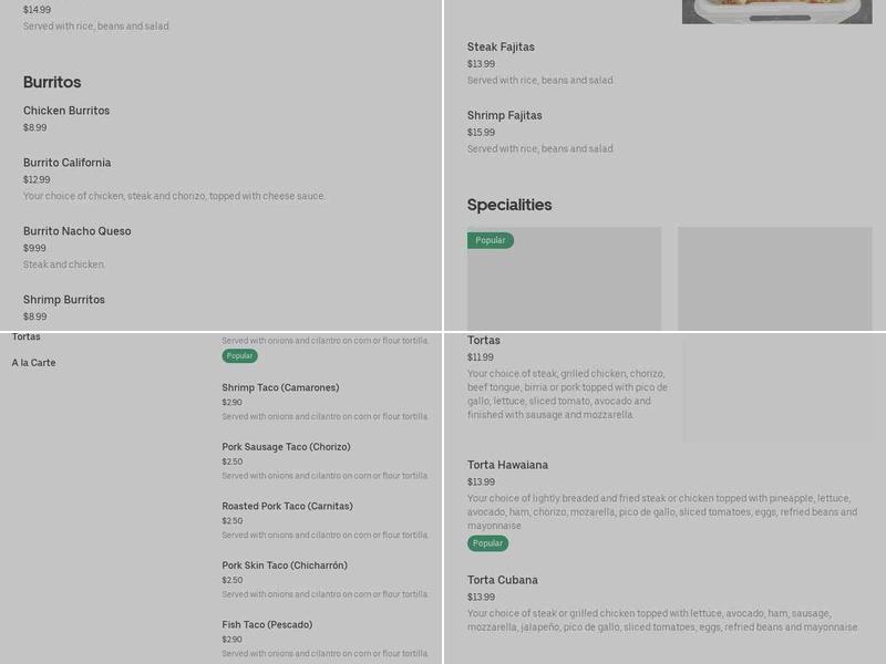 Restaurante Los Potrillos Menu
