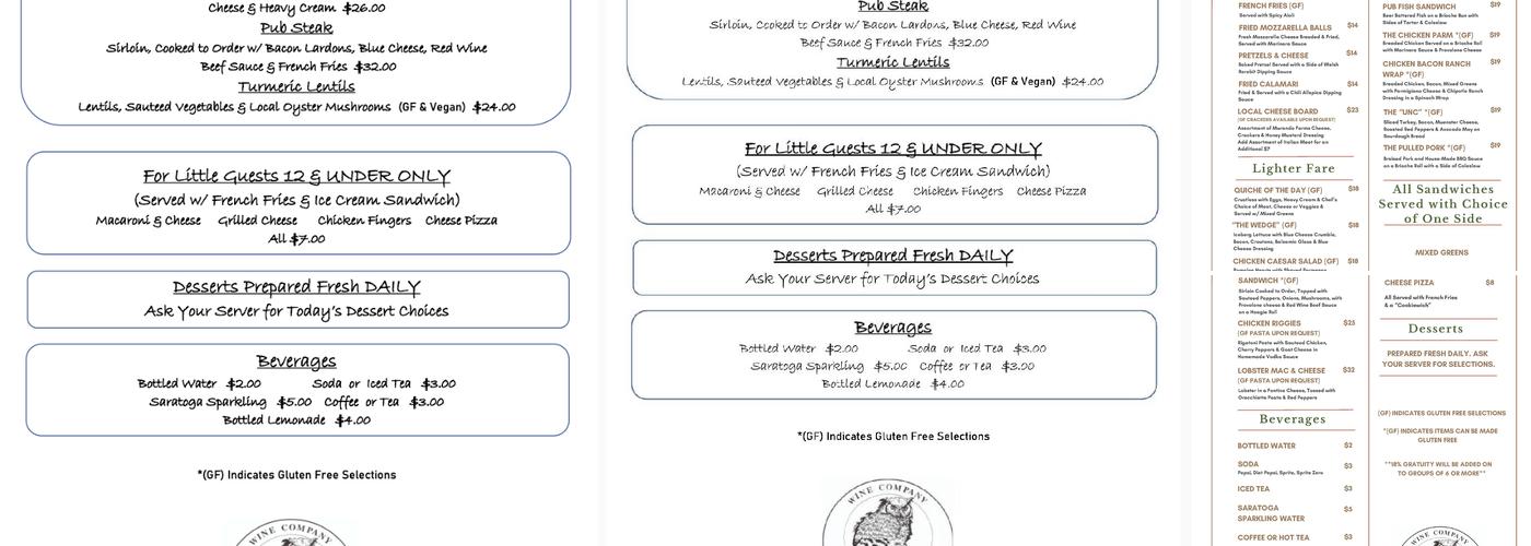 Thirsty Owl Bistro Menu