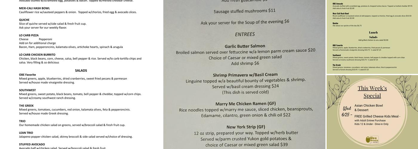 Olive Branch Eatery & Retail Menu
