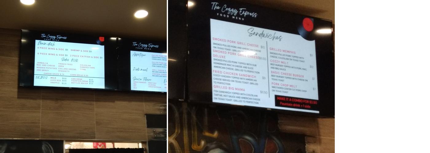 The Cozzy Express Menu