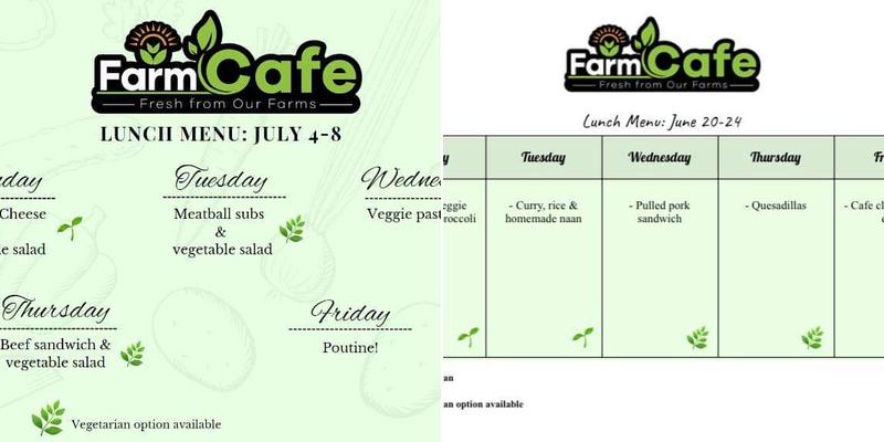 Farm Cafe Menu