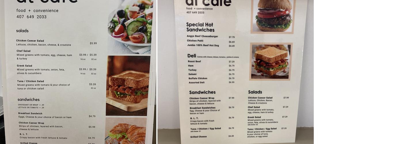 DT Cafe Menu