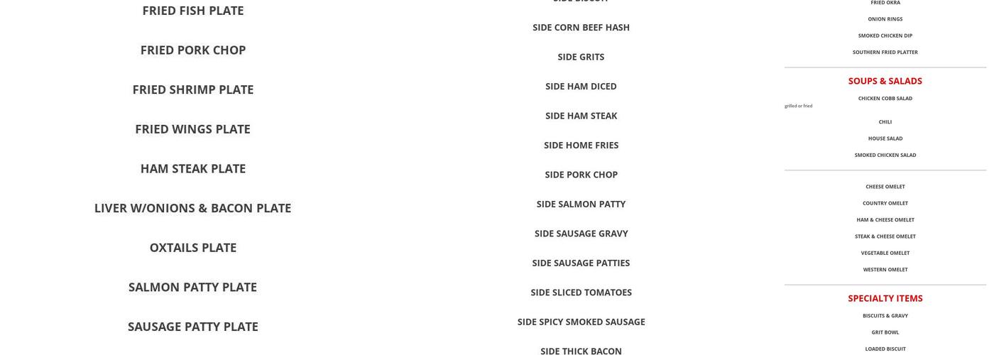 Big Man's Cafe Menu