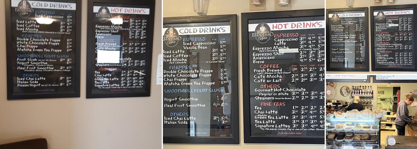 Manitoulin Espresso Bar Menu