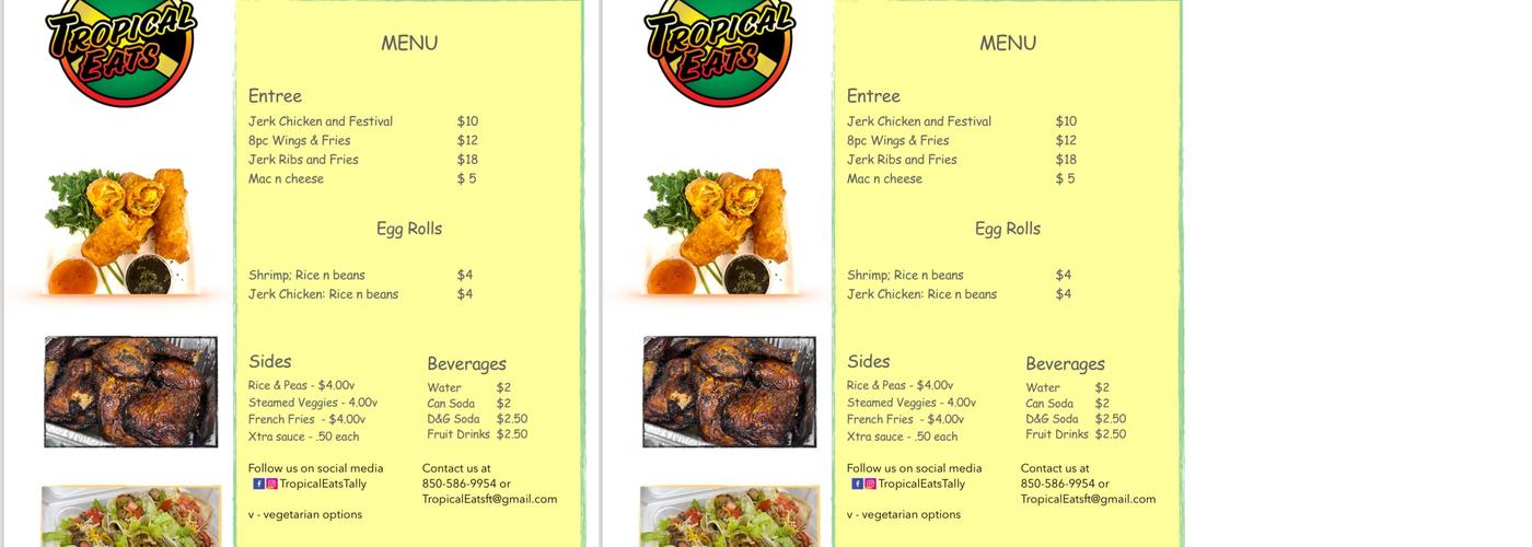Tropical Eats Menu