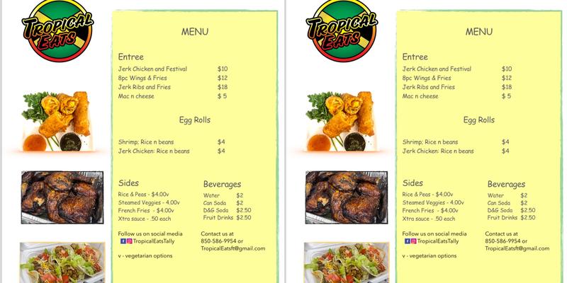 Tropical Eats Menu