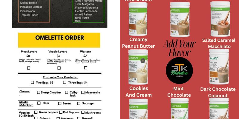 3TK Nutrition Menu
