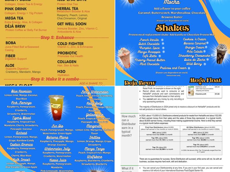 Changing Tides Nutrition Menu