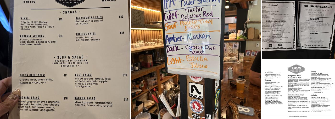 Taos Ale House - TSV Menu