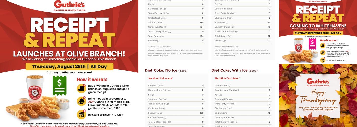 Guthrie's Chicken Oxford Ms. Menu