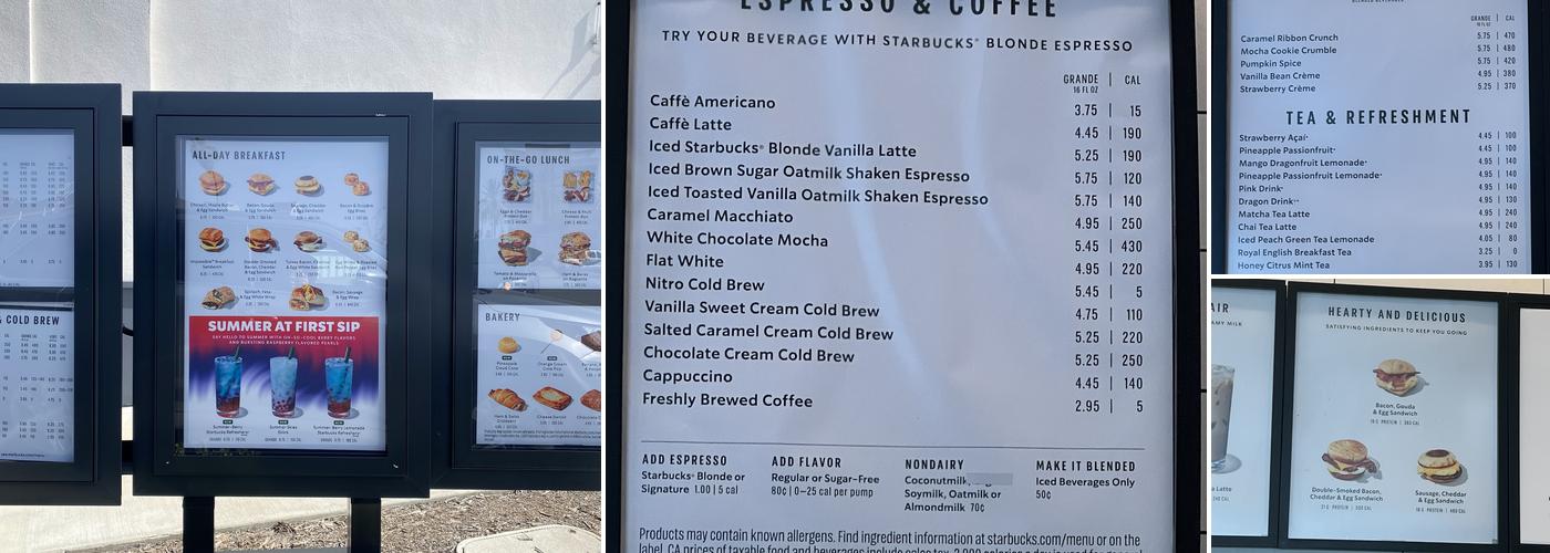 Starbucks Coffee Menu
