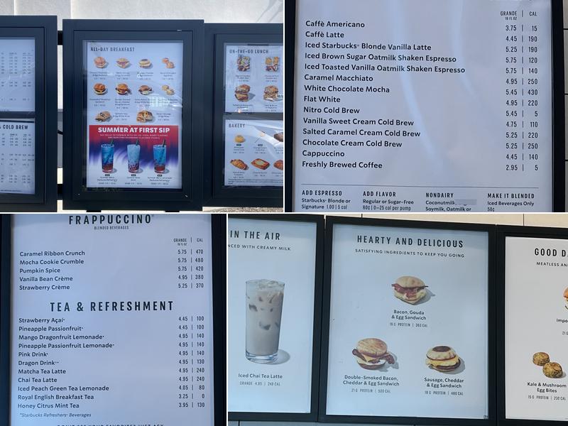 Starbucks Coffee Menu