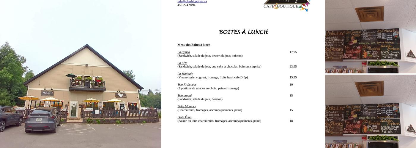 Chez Hippolyte Café & Boutique Menu
