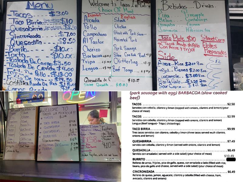 Tacos La Mixteca Menu