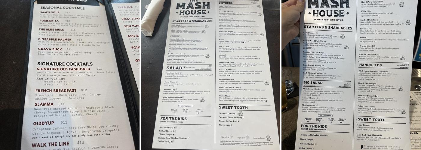 The MASH House Menu