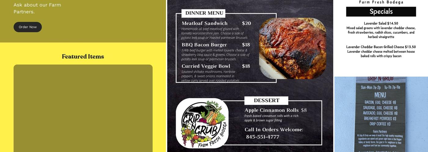 Grip N Grub Menu