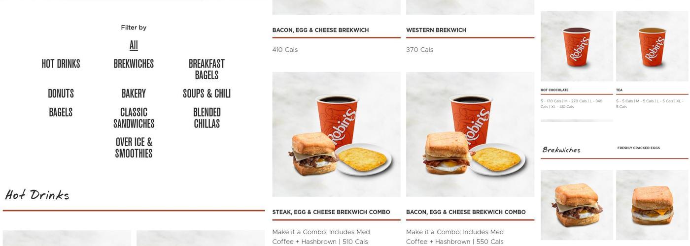 Robins Donuts Menu