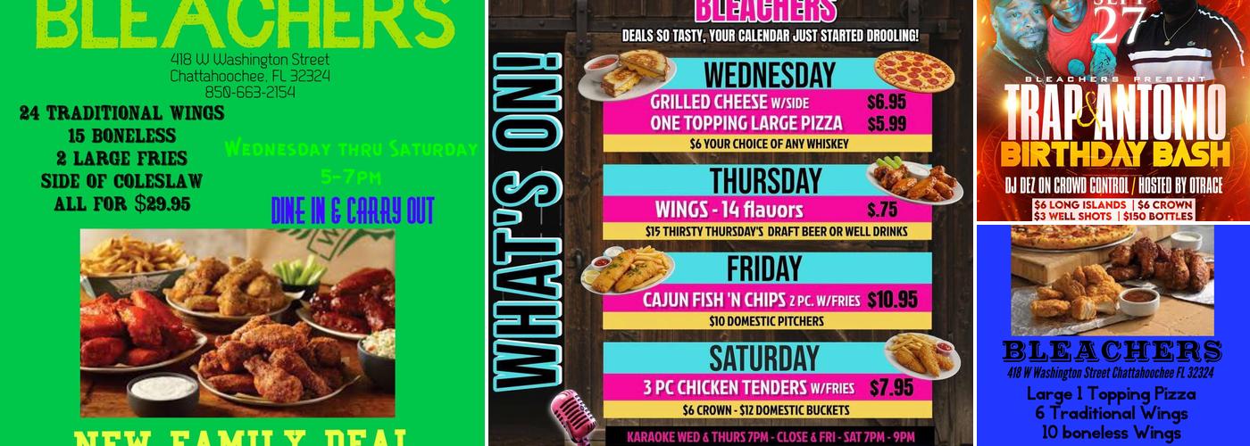 Bleachers & Blayke’s Billiards Menu