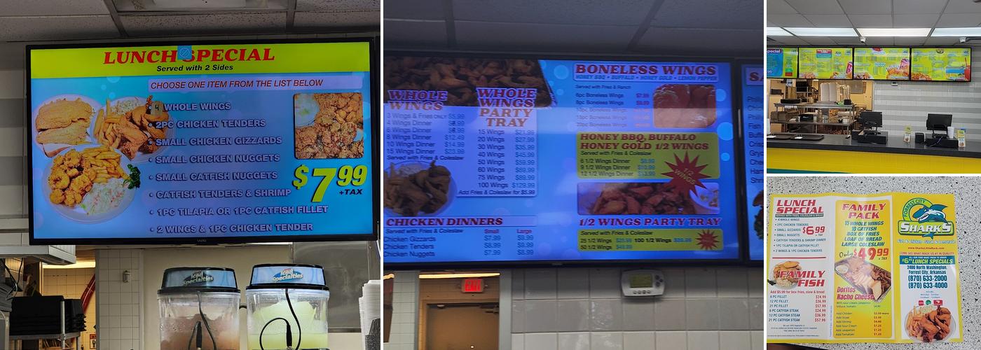 Sharks of Forrest city Menu