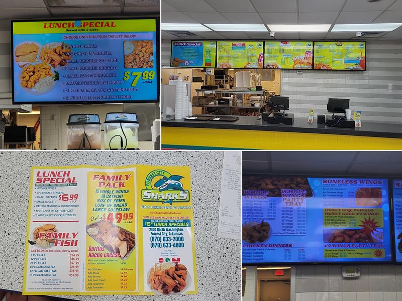 Sharks of Forrest city Menu