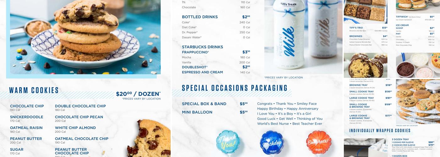 Tiff’s Treats Cookie Delivery Menu