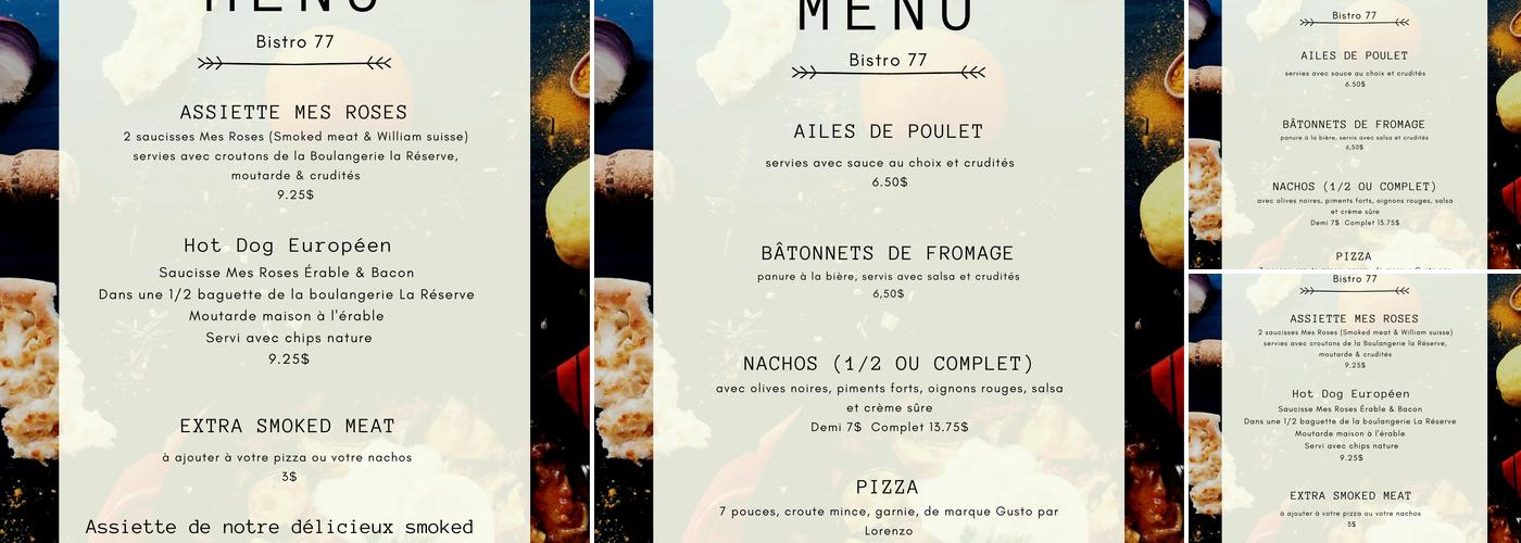 Bistro Le 77 Inc Menu
