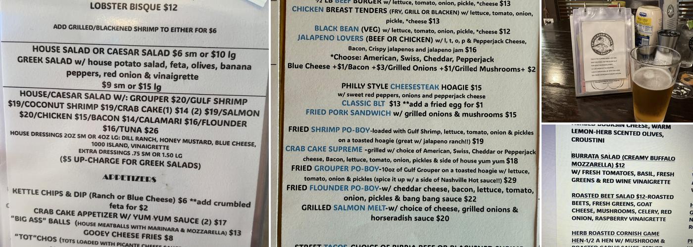 Up To No Good Tavern Menu